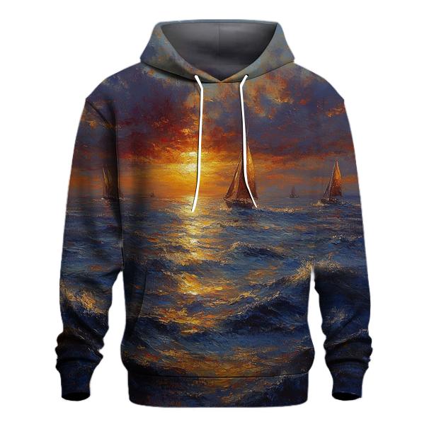 Turner Inspired Storm At Sea Sunset pullover hoodies