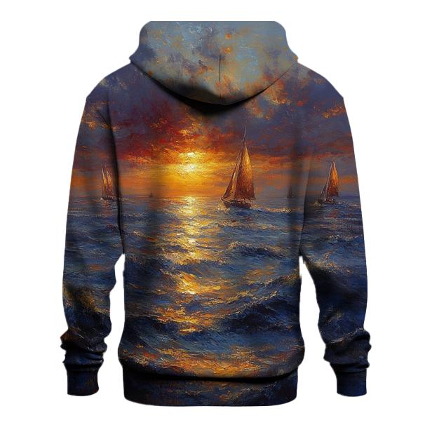 Turner Inspired Storm At Sea Sunset pullover hoodies