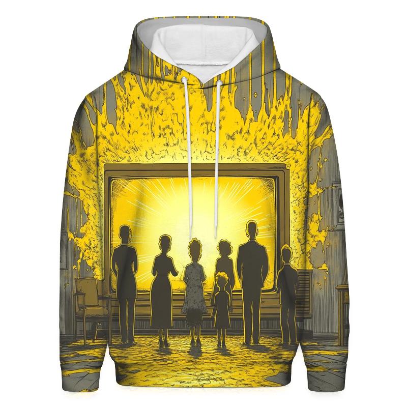 Retro TV Static Family Portrait embroidered hoodies