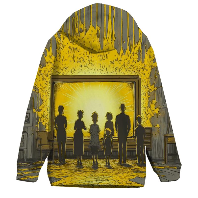 Retro TV Static Family Portrait embroidered hoodies