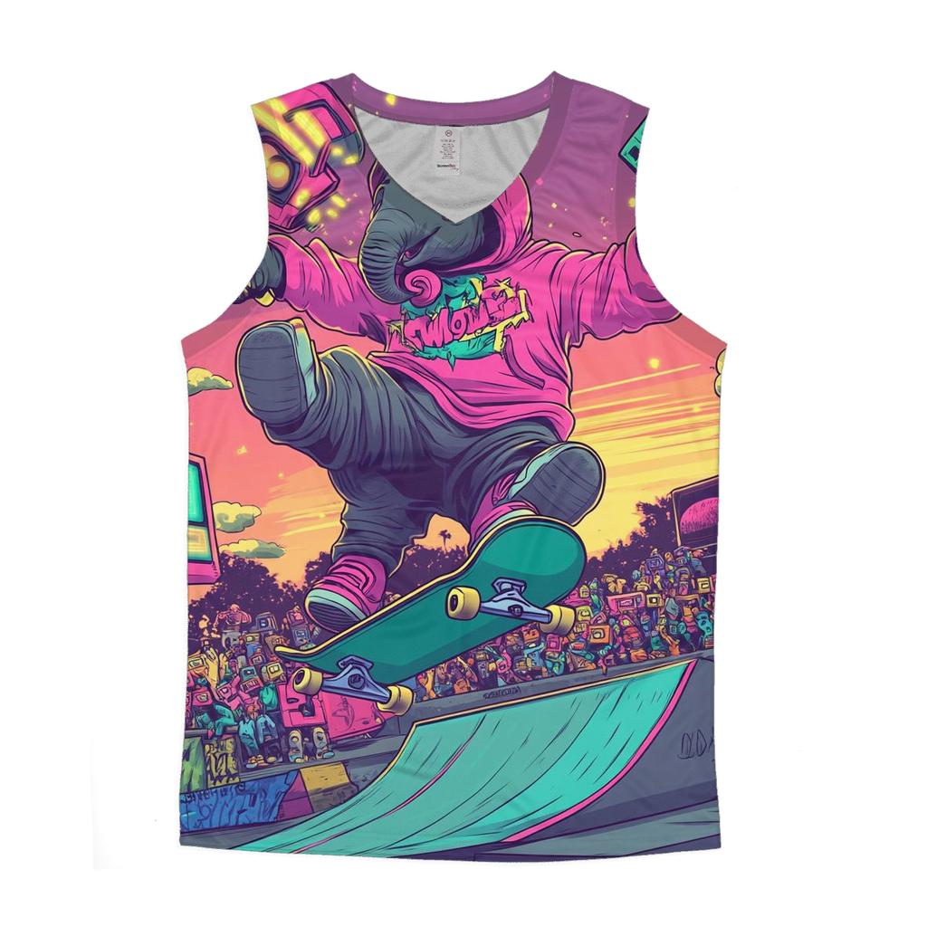 Neon Skateboard Circus graphic print tank tops