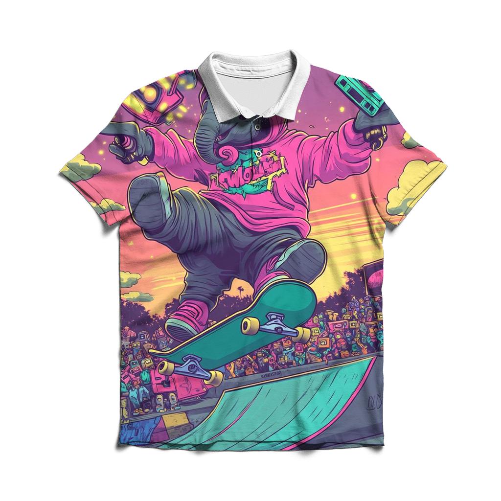 Neon Skateboard Circus designer slim fit polos