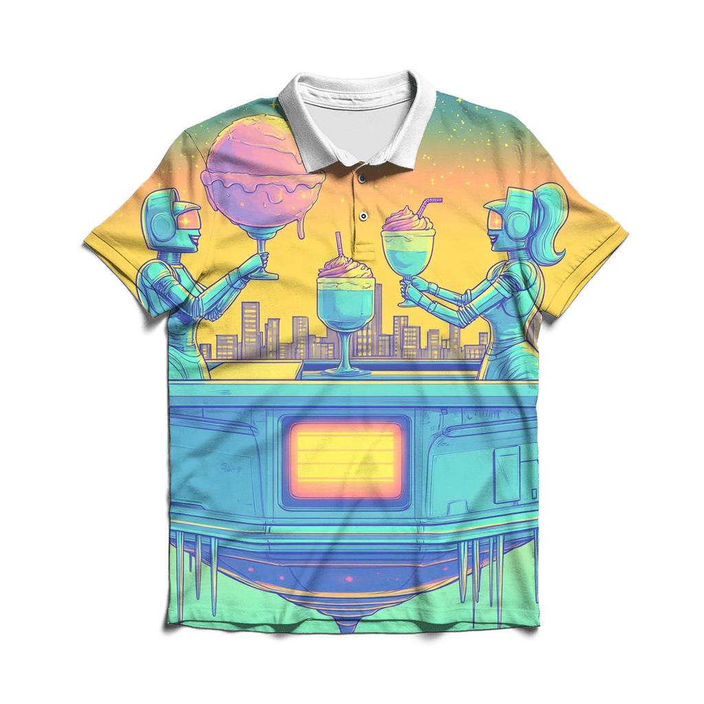 Galaxy Diner Waitress Robots classic pique polos