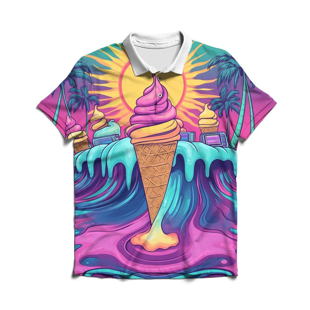 Atomic Ice Cream Surfers personalized polo shirts