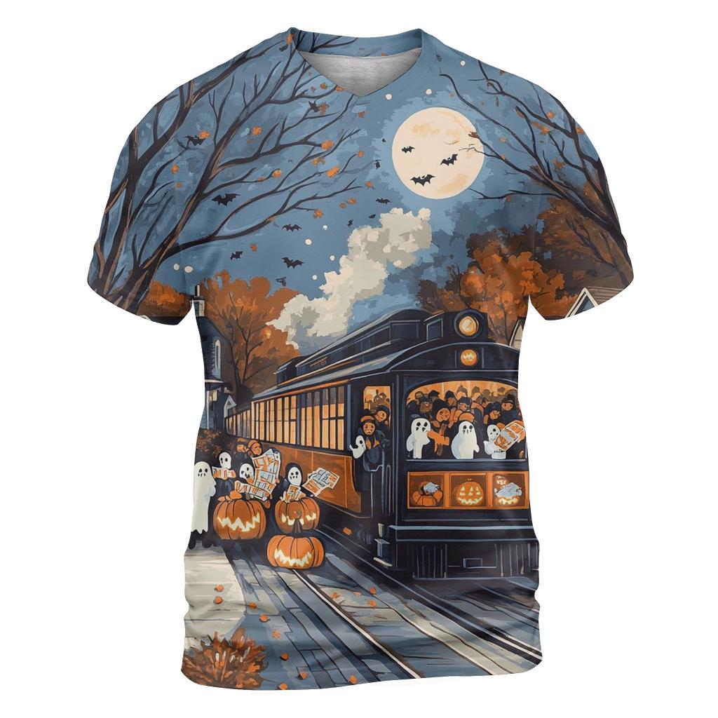 Trick-or-Treat Express Haunted unique graphic print tees