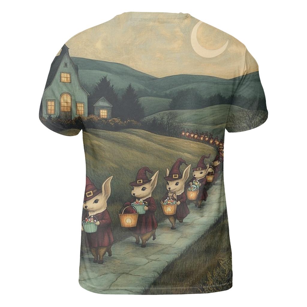 Moonlit Jackalope Parade Halloween designer pattern shirts