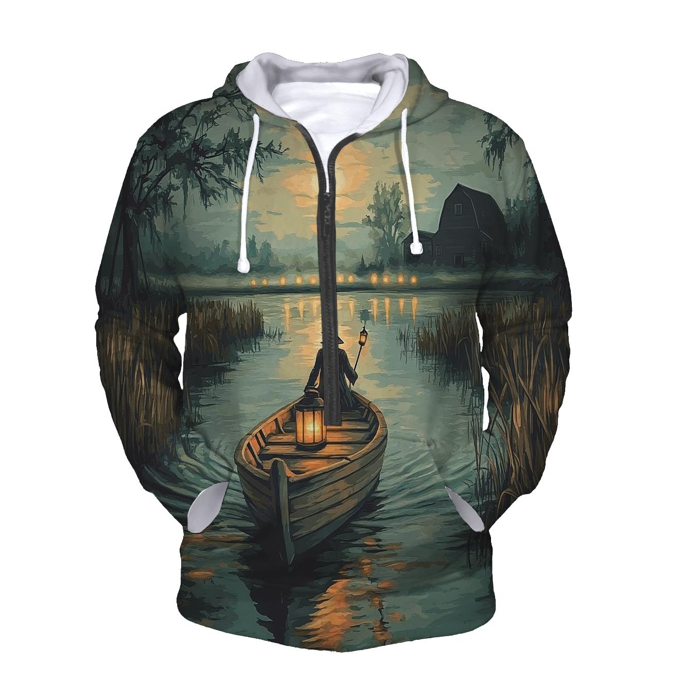 Lantern-Ferry Of The Spooky Marsh printed hoodies