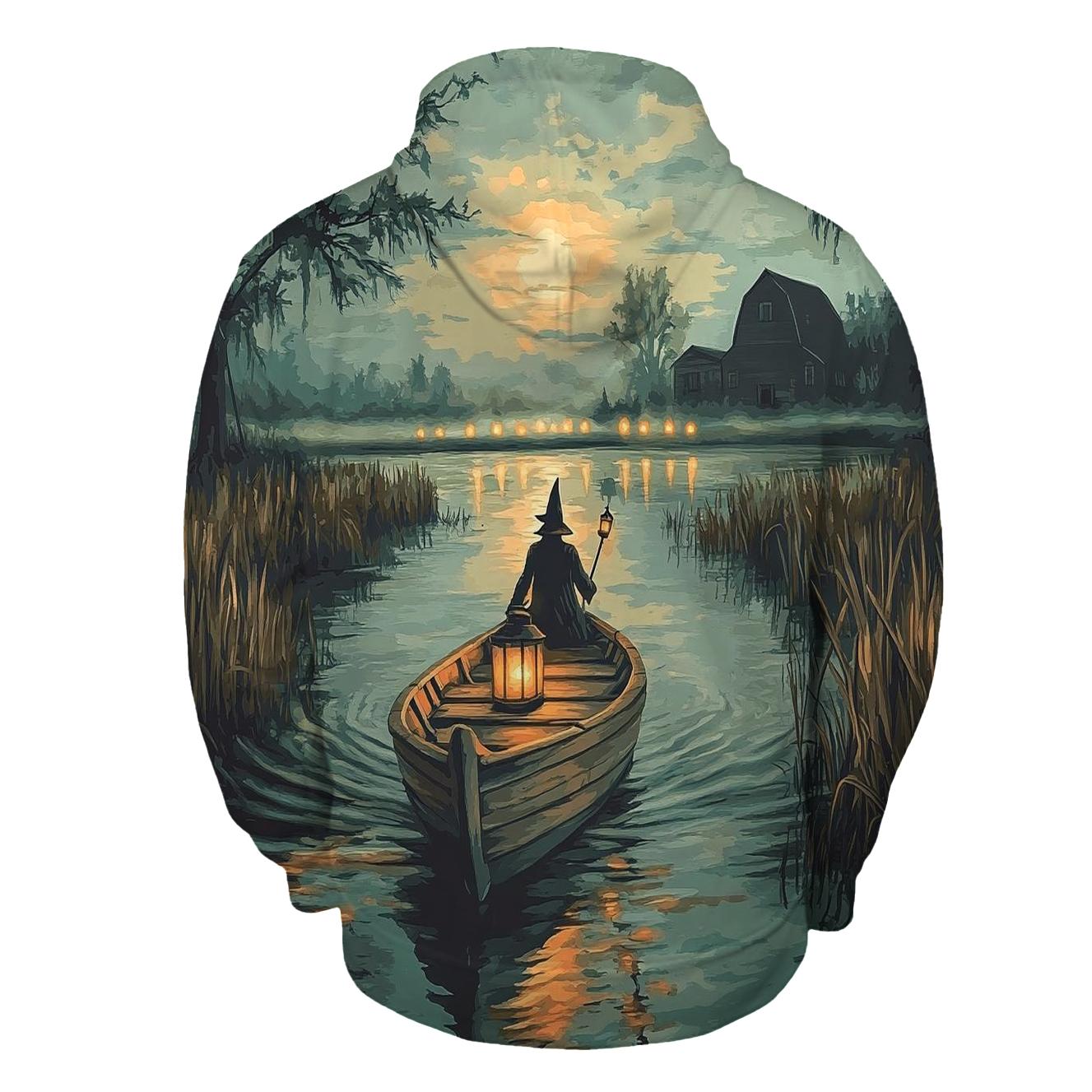 Lantern-Ferry Of The Spooky Marsh printed hoodies