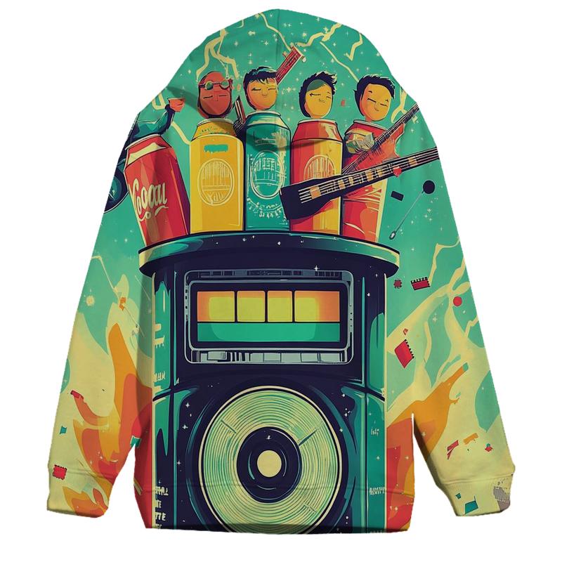 Time-Traveling Soda Pop Band embroidered hoodies