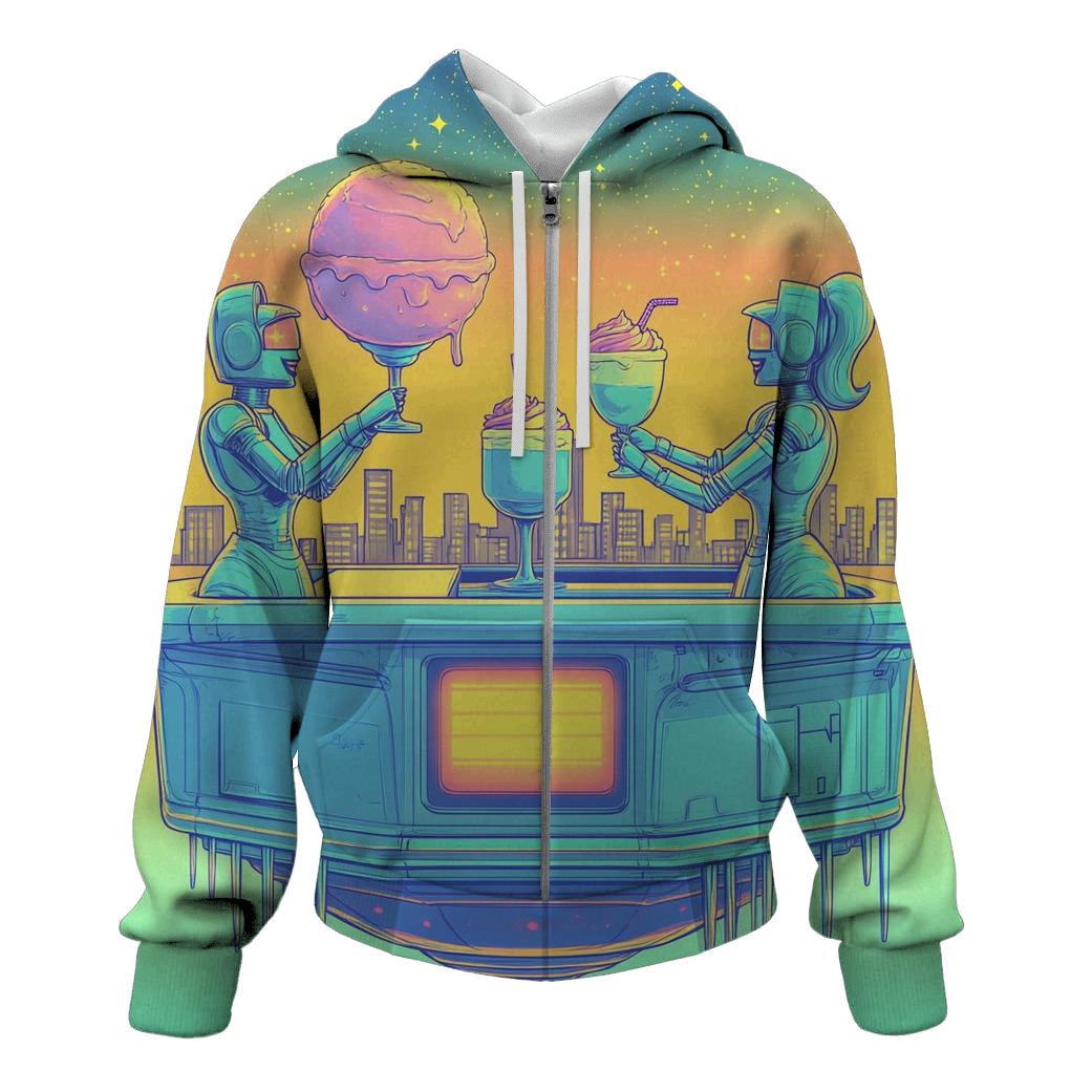 Galaxy Diner Waitress Robots graphic hoodies