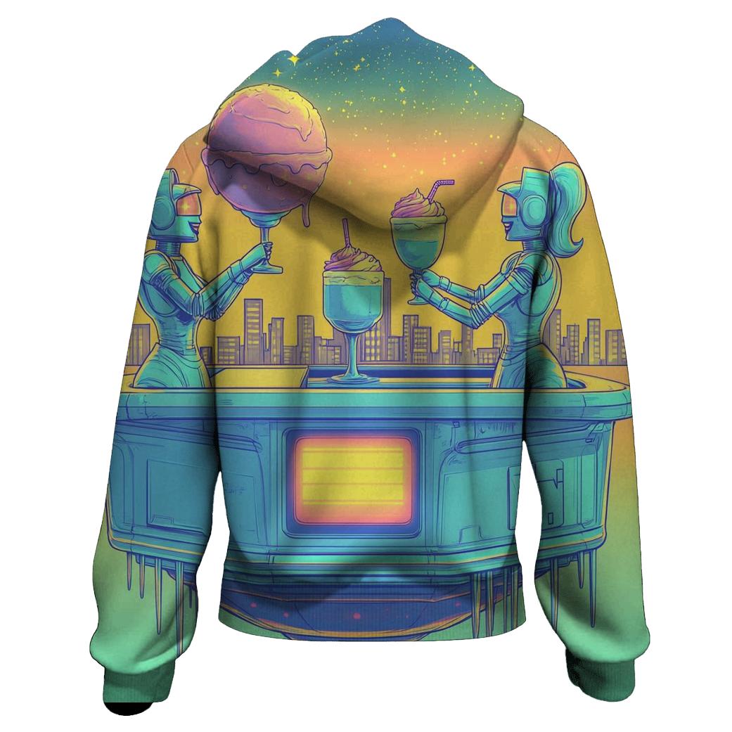 Galaxy Diner Waitress Robots graphic hoodies