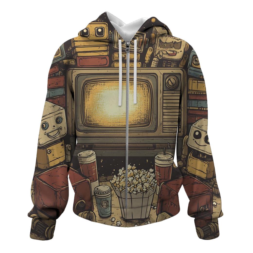 Retro TV Robot Reunion designer hoodies