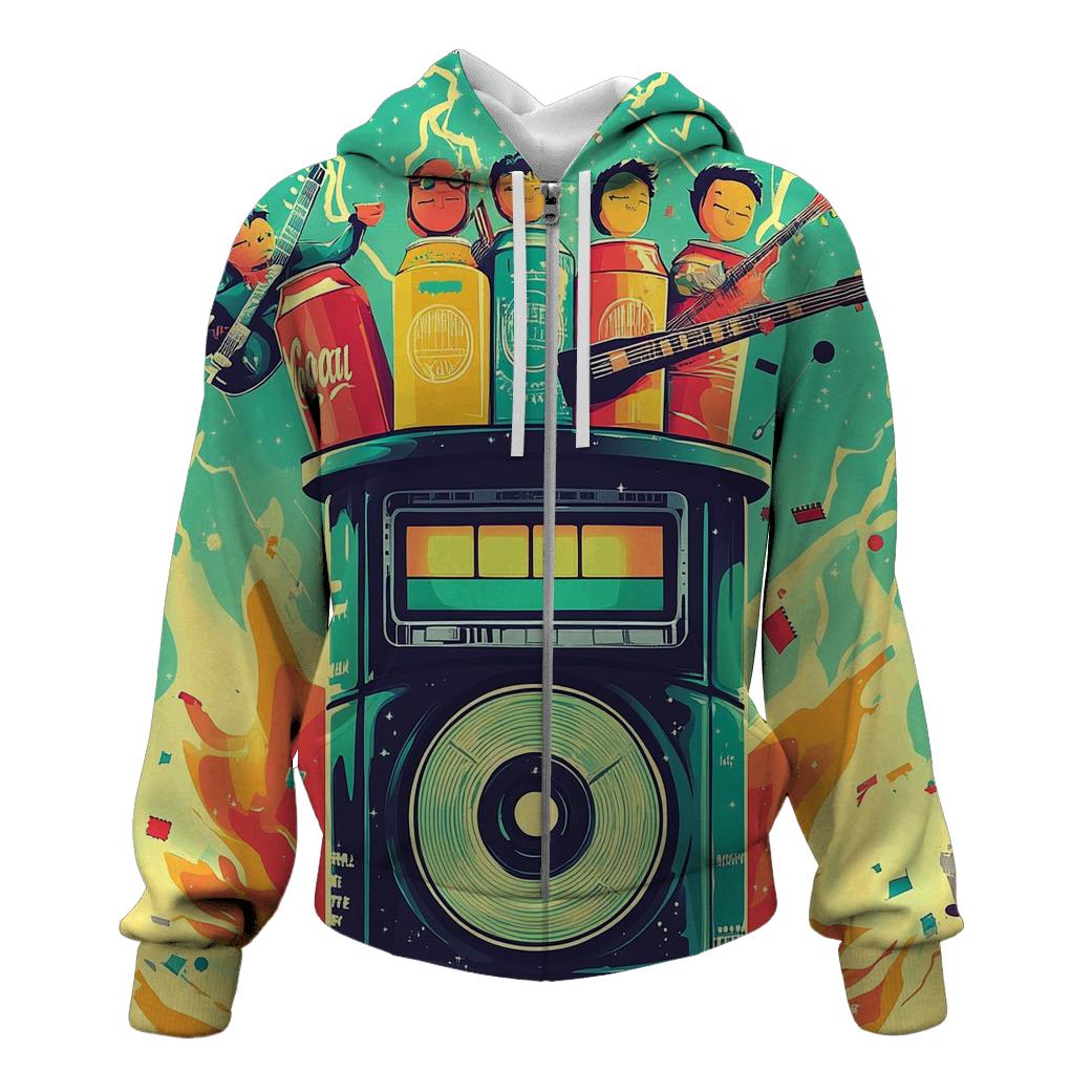 Time-Traveling Soda Pop Band embroidered hoodies