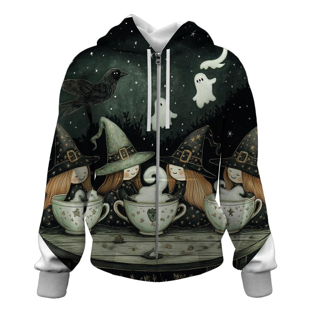 Spooky Teacup Coven printed hoodies