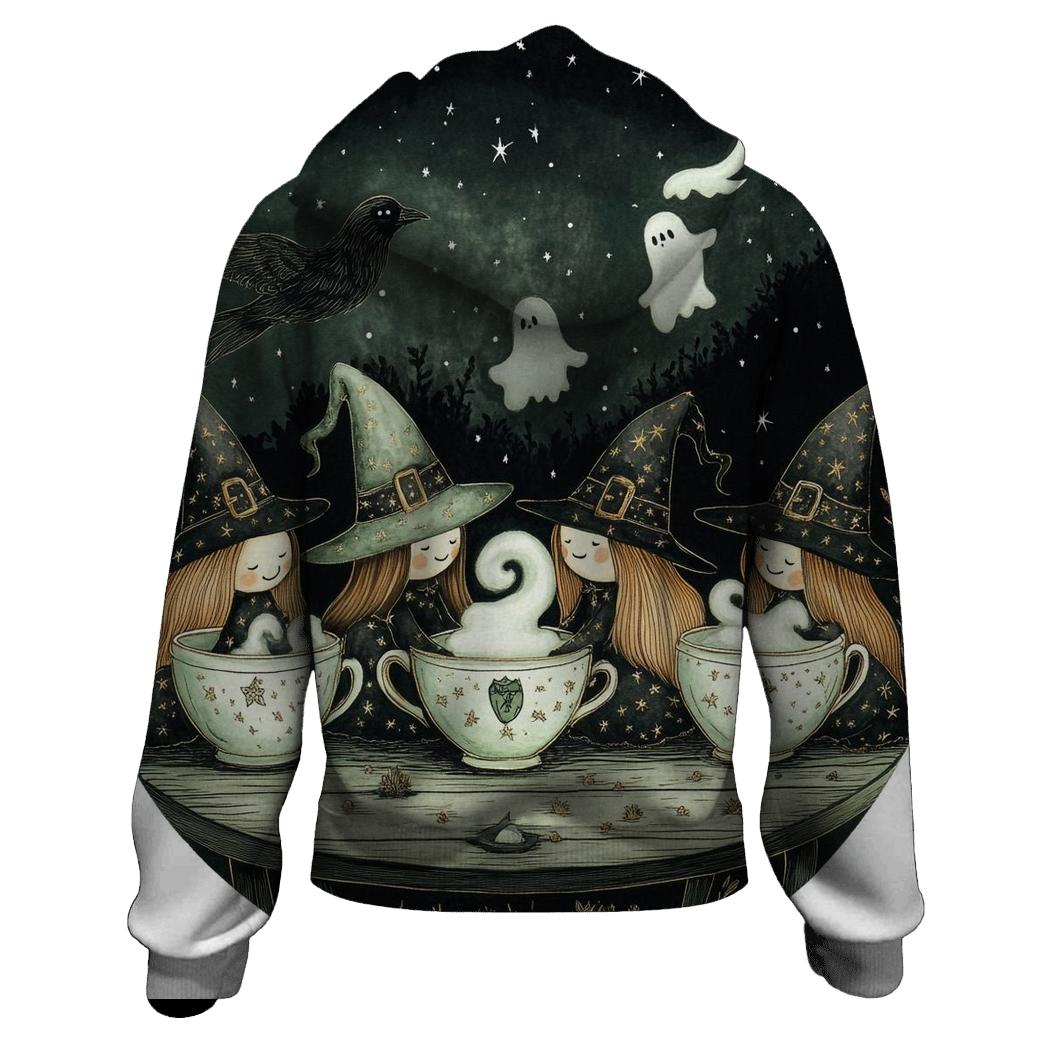 Spooky Teacup Coven printed hoodies