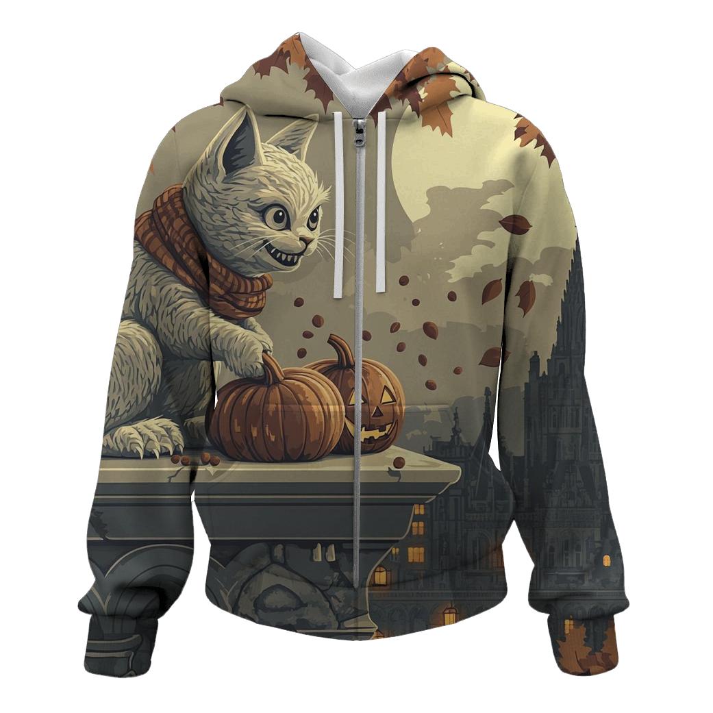 Grinning Gargoyle Balcony Halloween printed hoodies