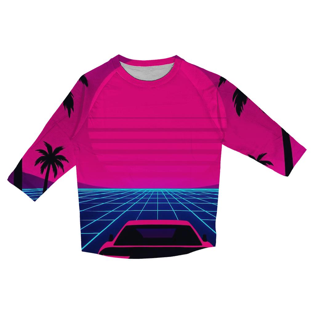 Neon Grid Sunset custom 3/4 sleeve shirts