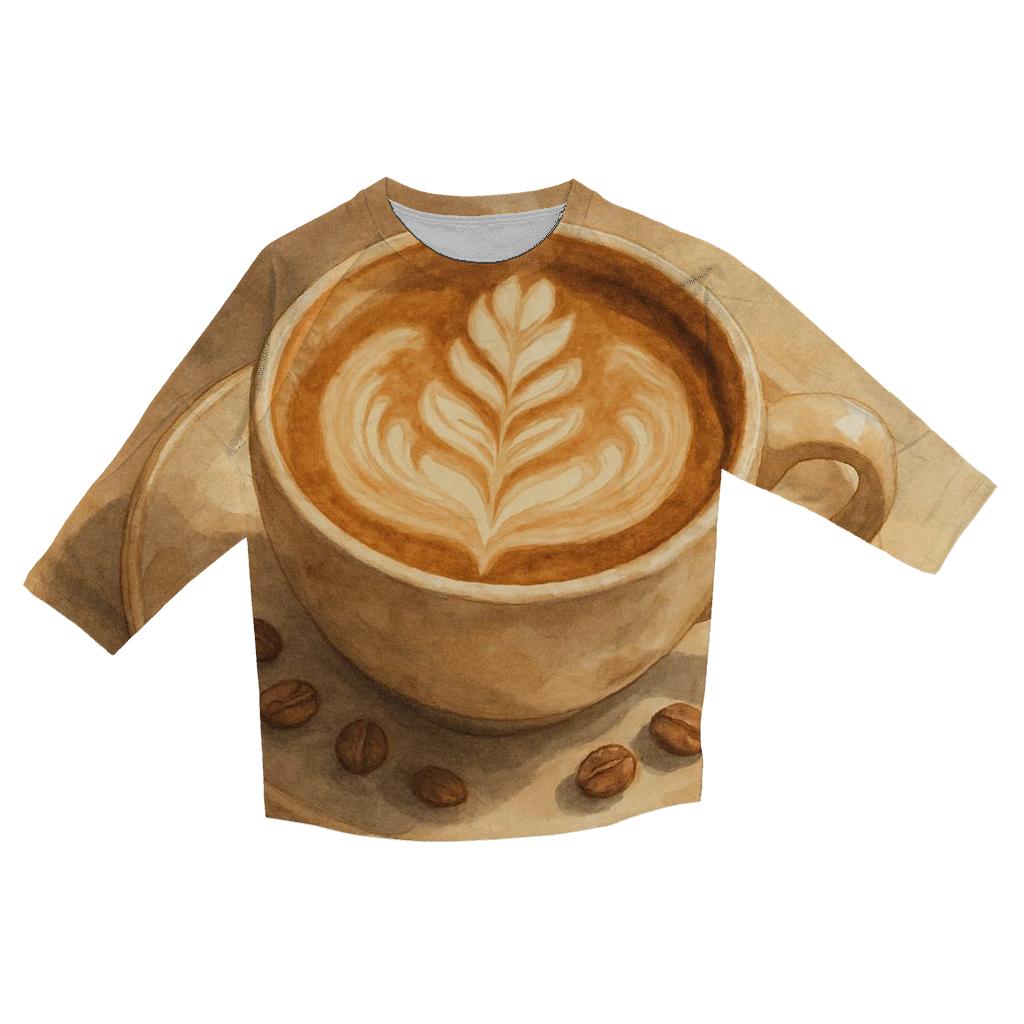 Latte Swirl Bloom printed three quarter sleeve shirts