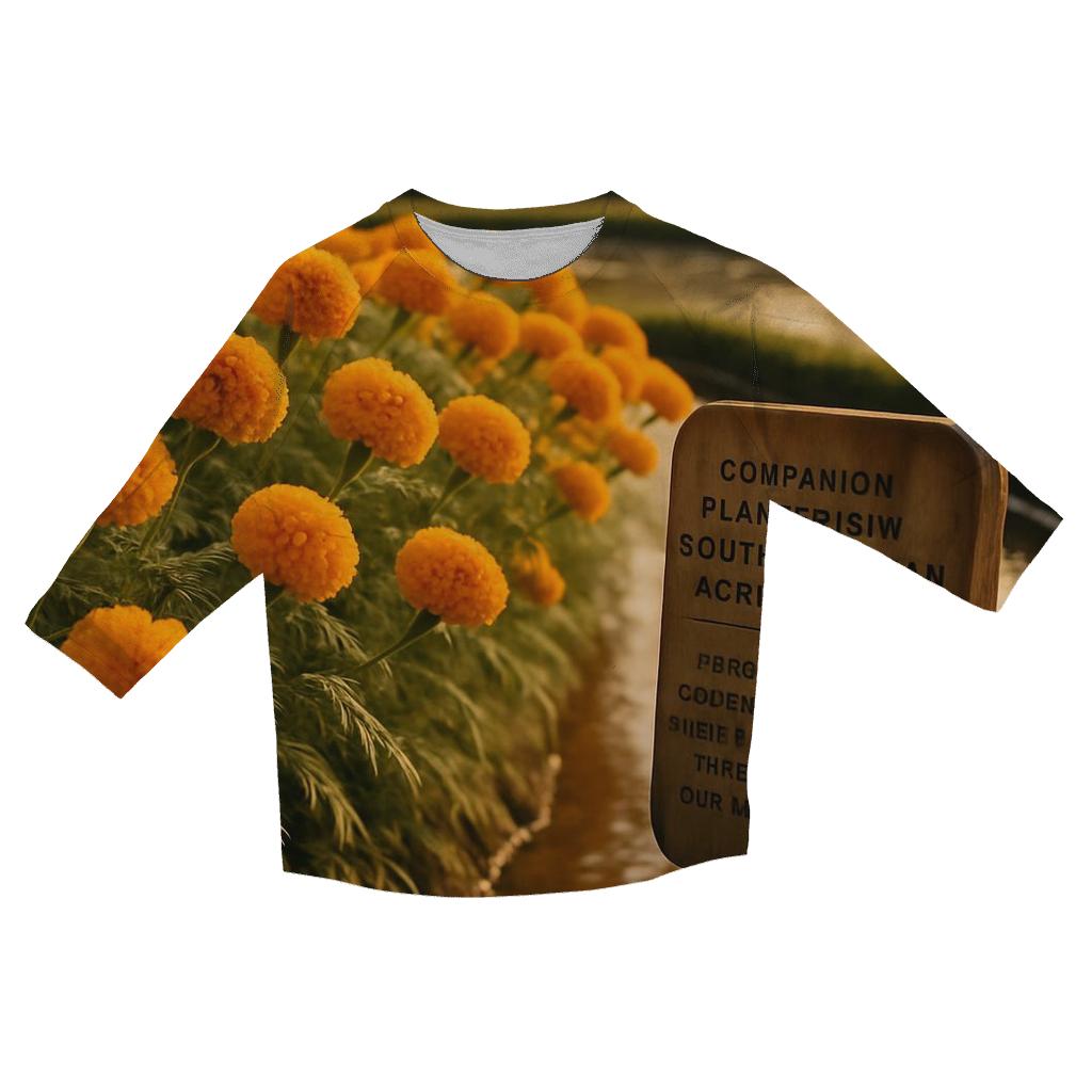 Rice Terrace Marigold Borders stylish quarter sleeve tops
