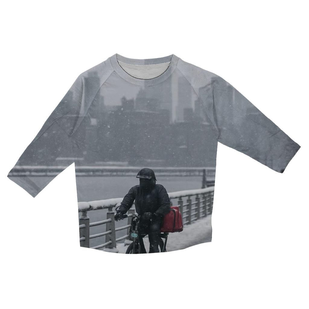 Snowfall Over The Hudson River Skyline personalized 3/4 sleeve tees