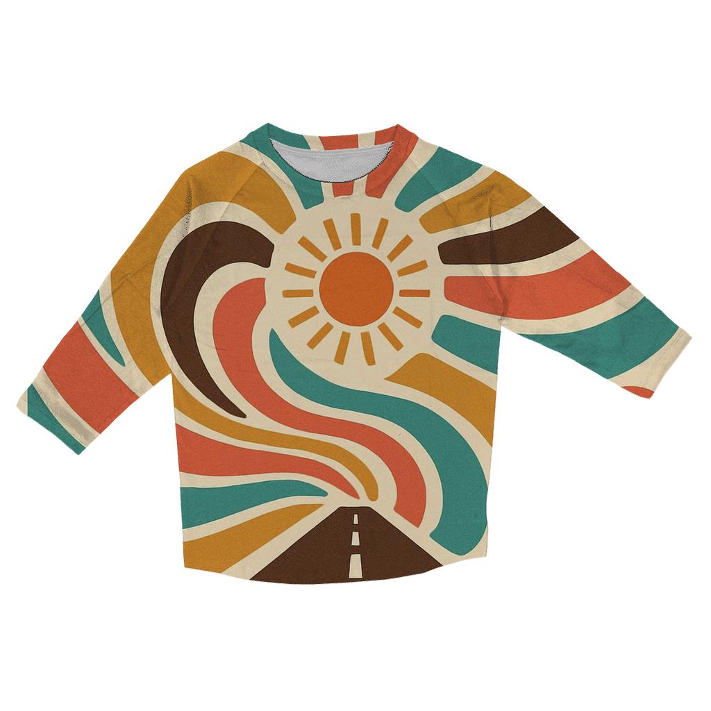 Groovy Rainbow Swirls trendy 3/4 sleeve tops