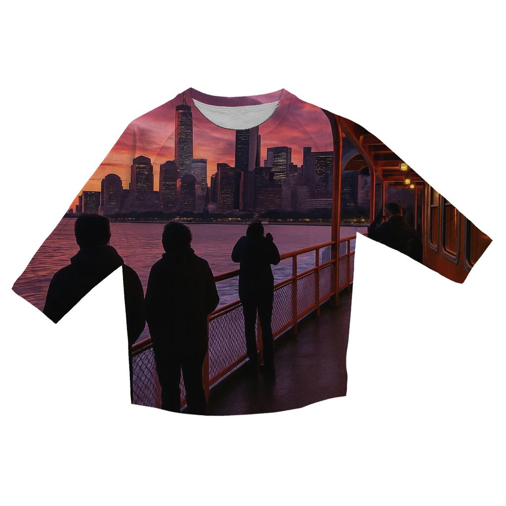 Twilight Ferry Crossing To Lower Manhattan custom 3/4 sleeve shirts