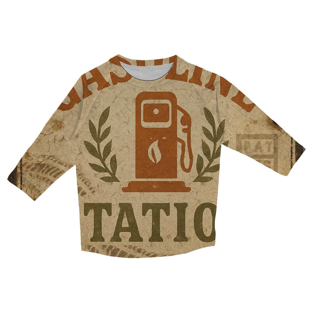 Old Gas Station Emblem cotton quarter sleeve shirts
