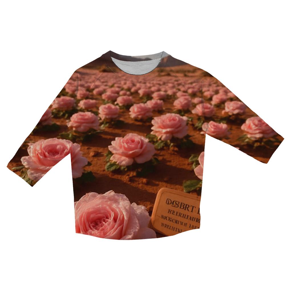 Desert Nubian Rose After Rare Rain printed three quarter sleeve shirts