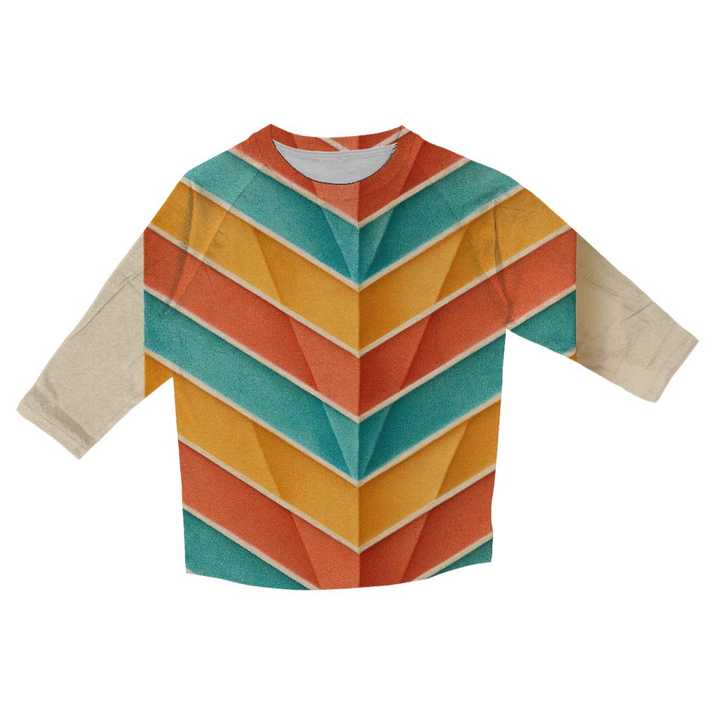 Coral Chevron Accordion trendy 3/4 sleeve tops
