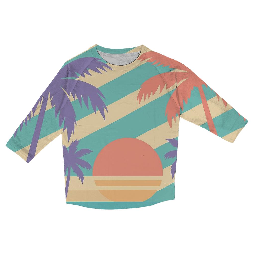 Synthwave Palm Lines designer 3/4 sleeve blouses