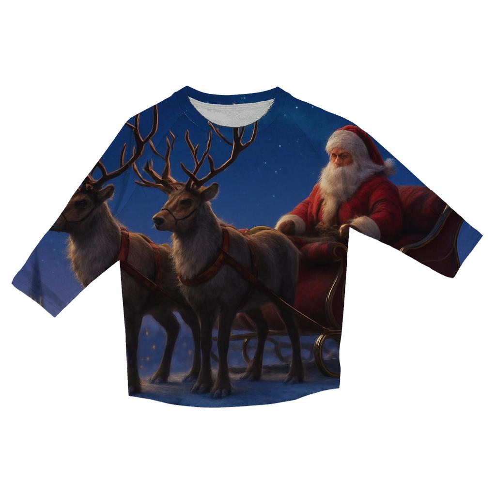 Reindeer On Rooftop Stars personalized 3/4 sleeve tees