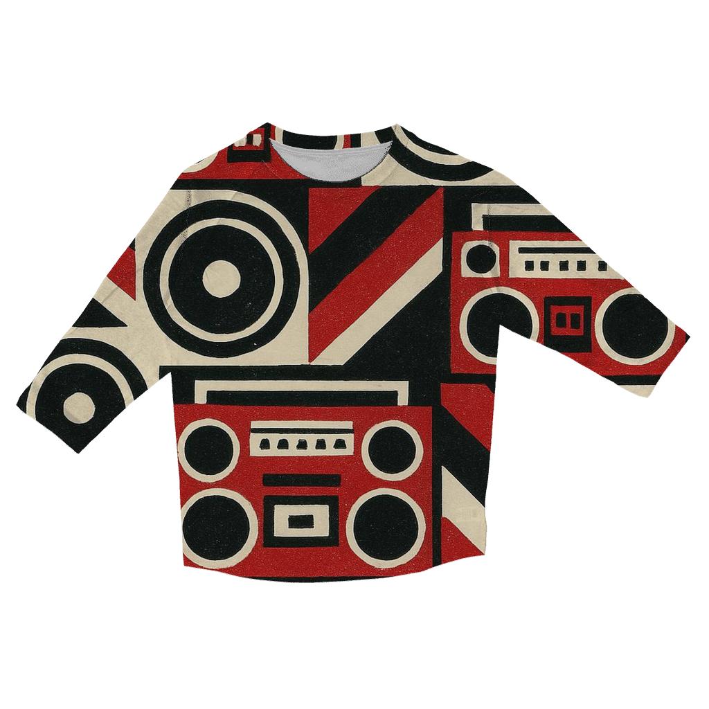 Boom Box Block Print fashion 3/4 sleeve shirts