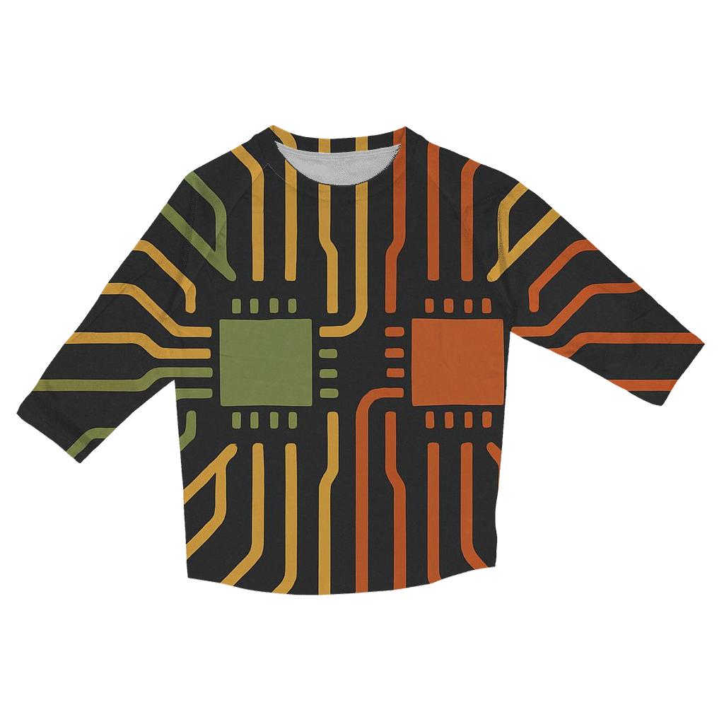 Retro Tech Circuit trendy 3/4 sleeve tops
