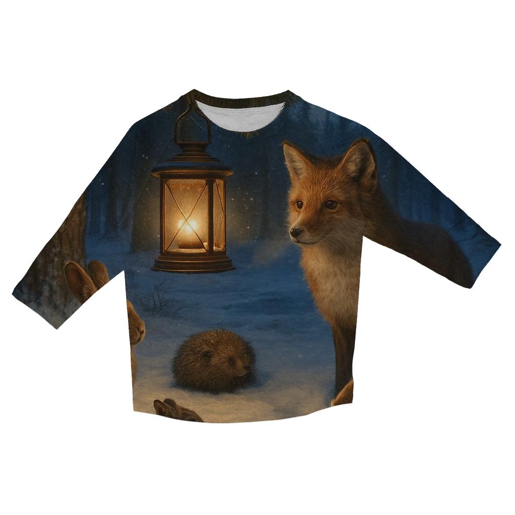 Forest Lantern Gathering printed three quarter sleeve shirts