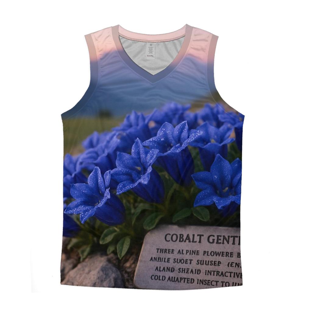 Alpine Gentian Meadow At Dawn graphic print tank tops