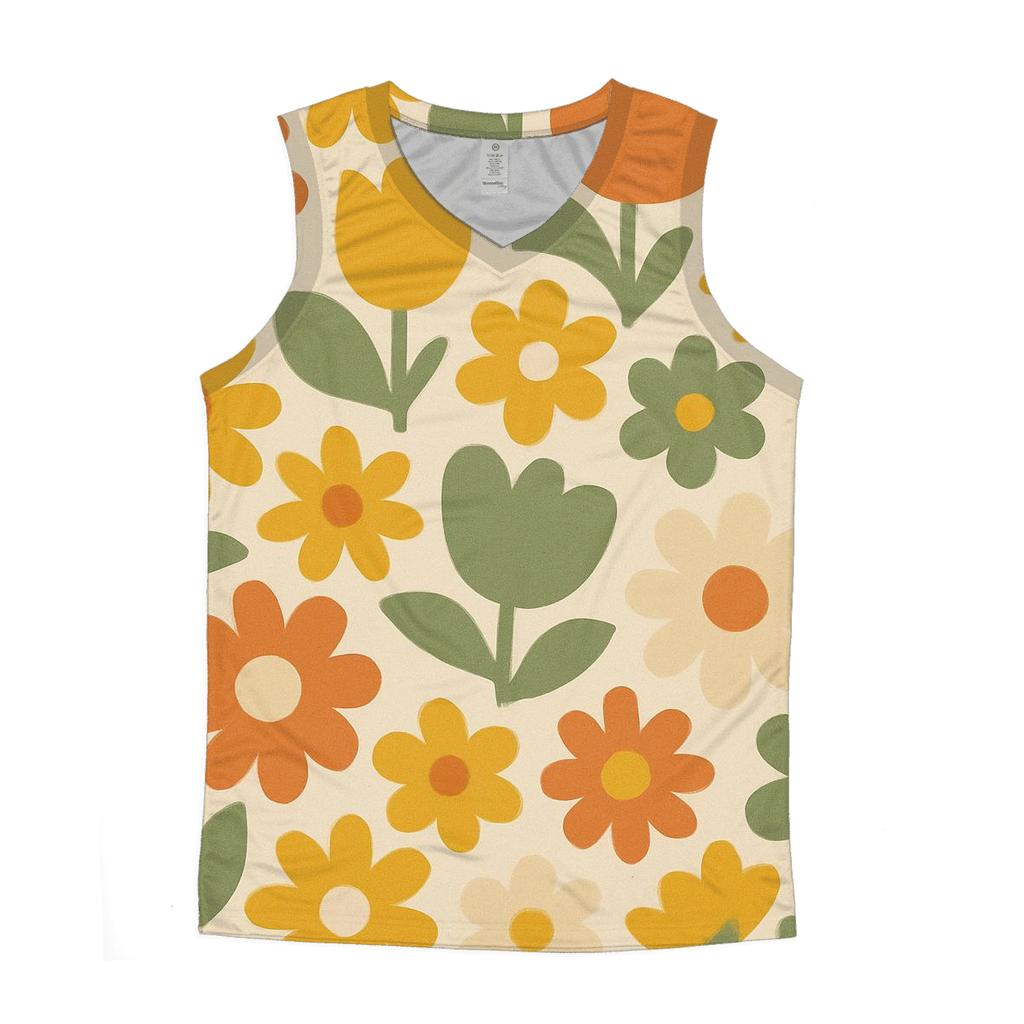 Funky Flower Mosaic trendy fitted tank tops
