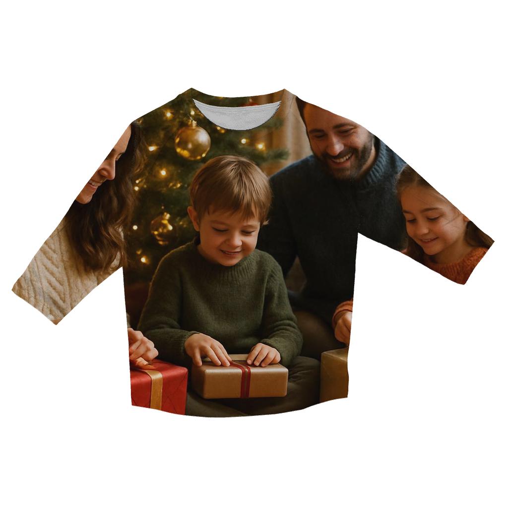 Family Unwrapping By Tree custom 3/4 sleeve shirts