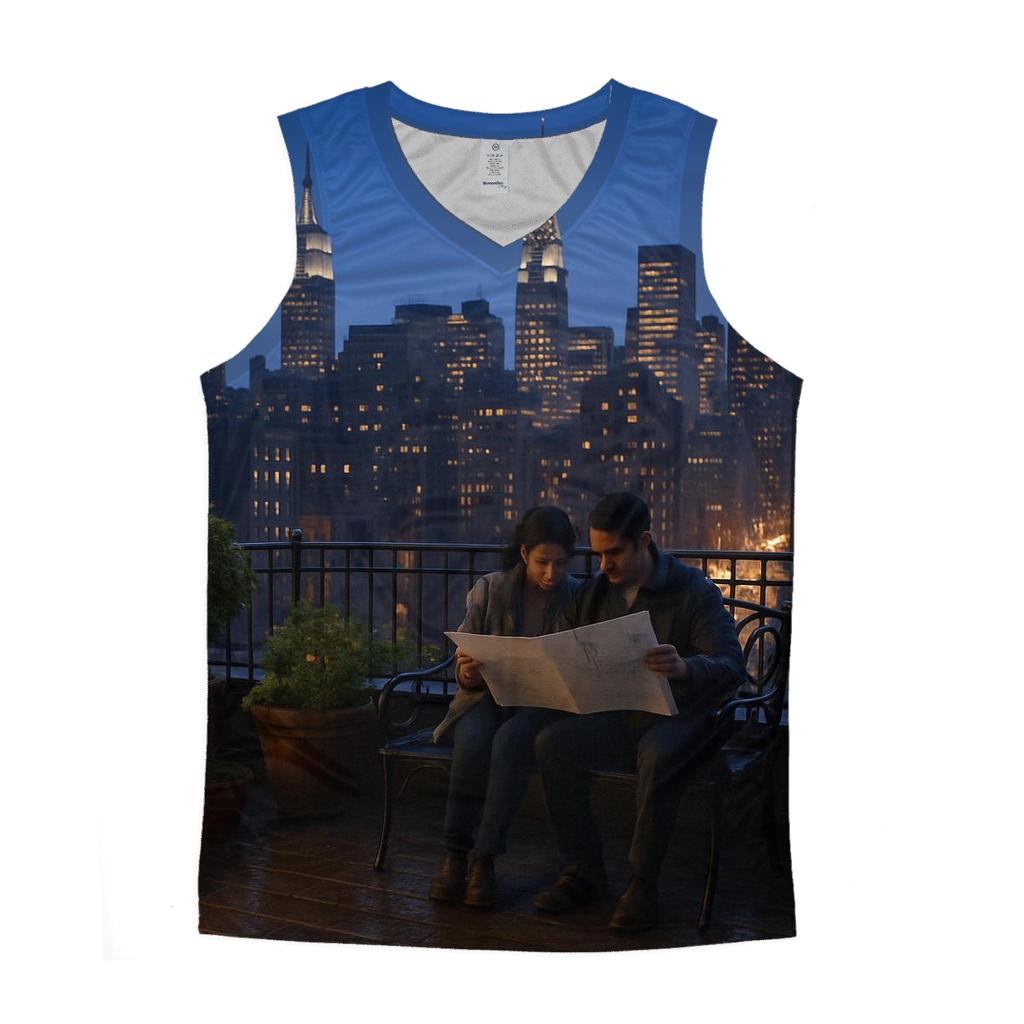 Blue Hour Skyline From A Rooftop Garden casual summer tank tops