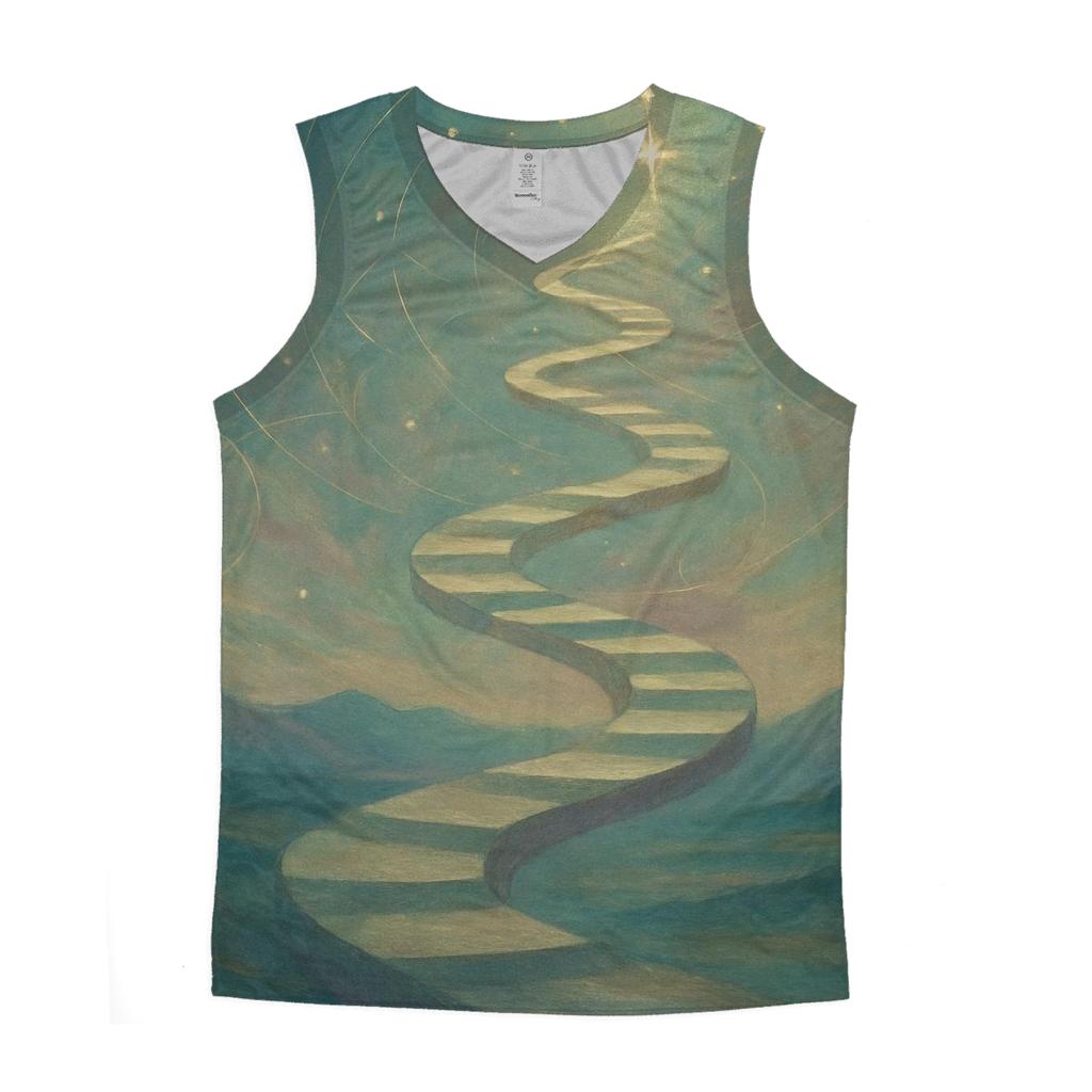 Celestial Spiral Path cotton sleeveless tops