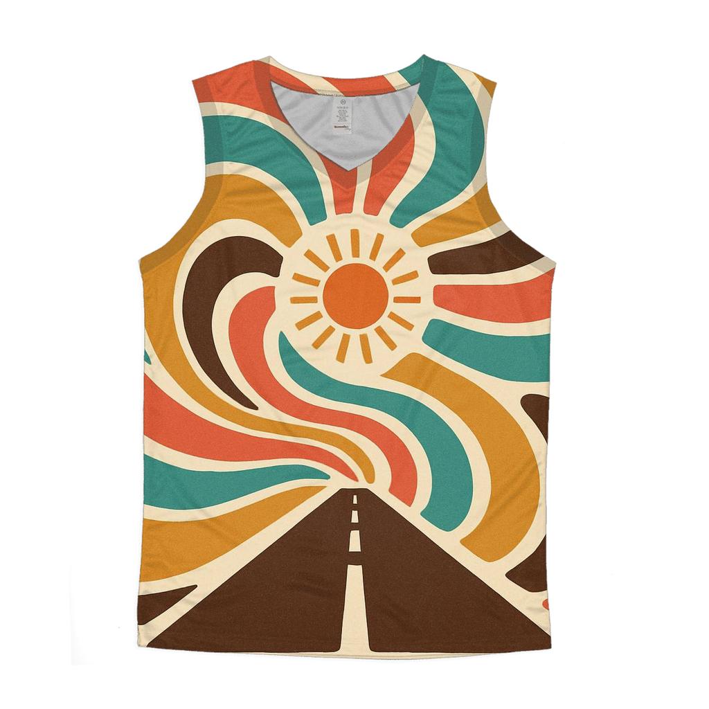Groovy Rainbow Swirls sports performance tank tops