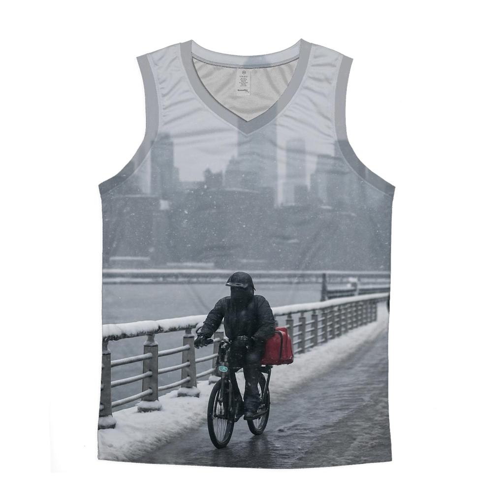 Snowfall Over The Hudson River Skyline stylish racerback tanks