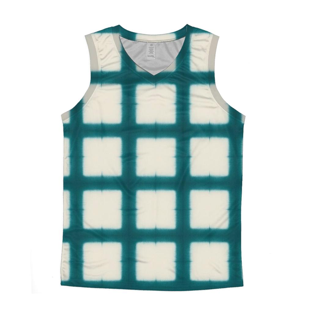 Itajime Teal Grid personalized athletic tanks