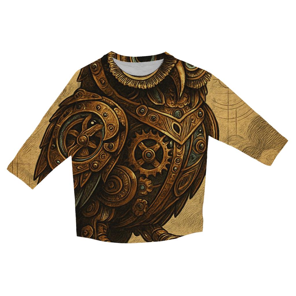 Steampunk Mechanical Owl custom 3/4 sleeve shirts