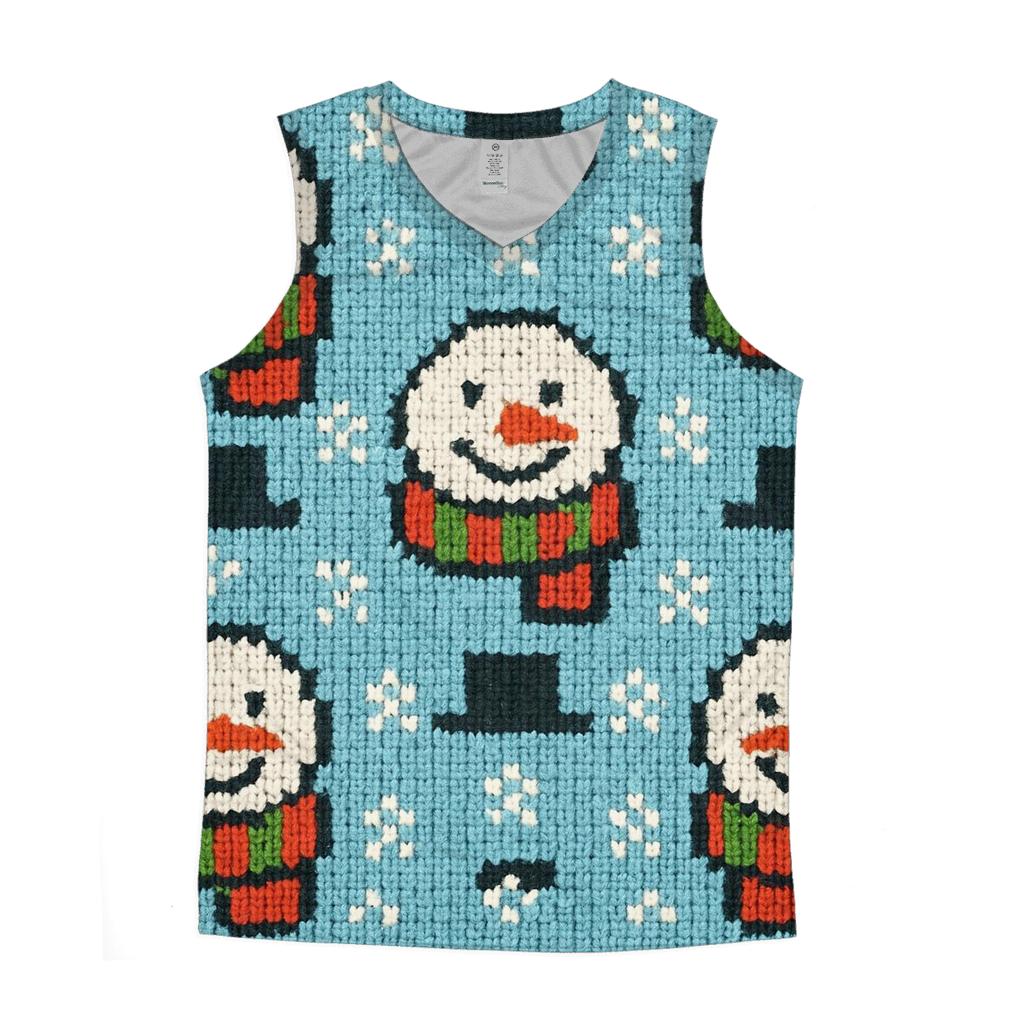 Snowman Scarf Grid Design graphic print tank tops