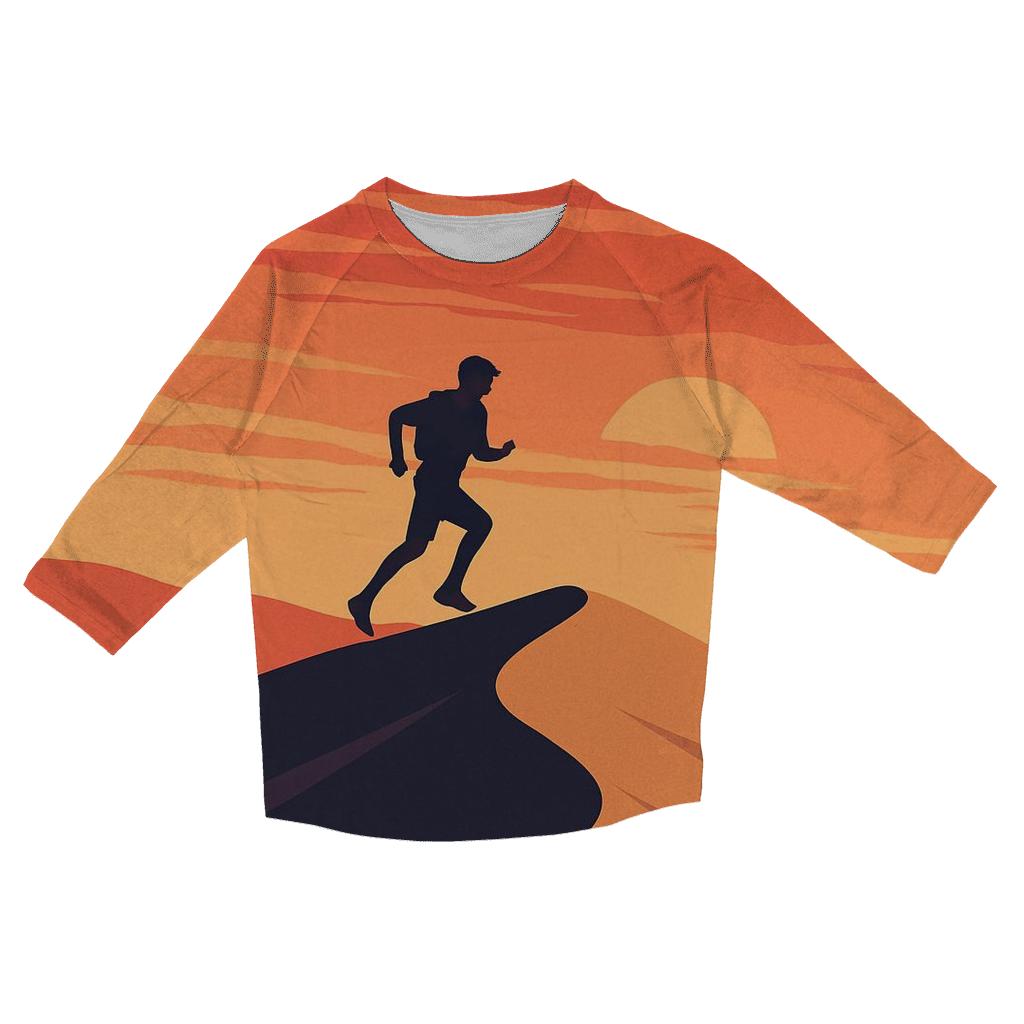 Trail Running Sunset Silhouette printed three quarter sleeve shirts