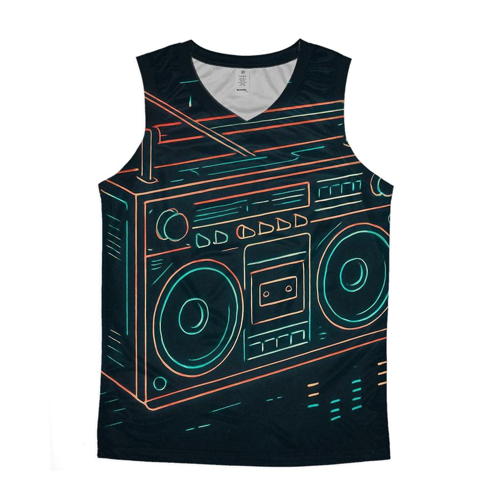 Boombox Neon Blueprint graphic print tank tops