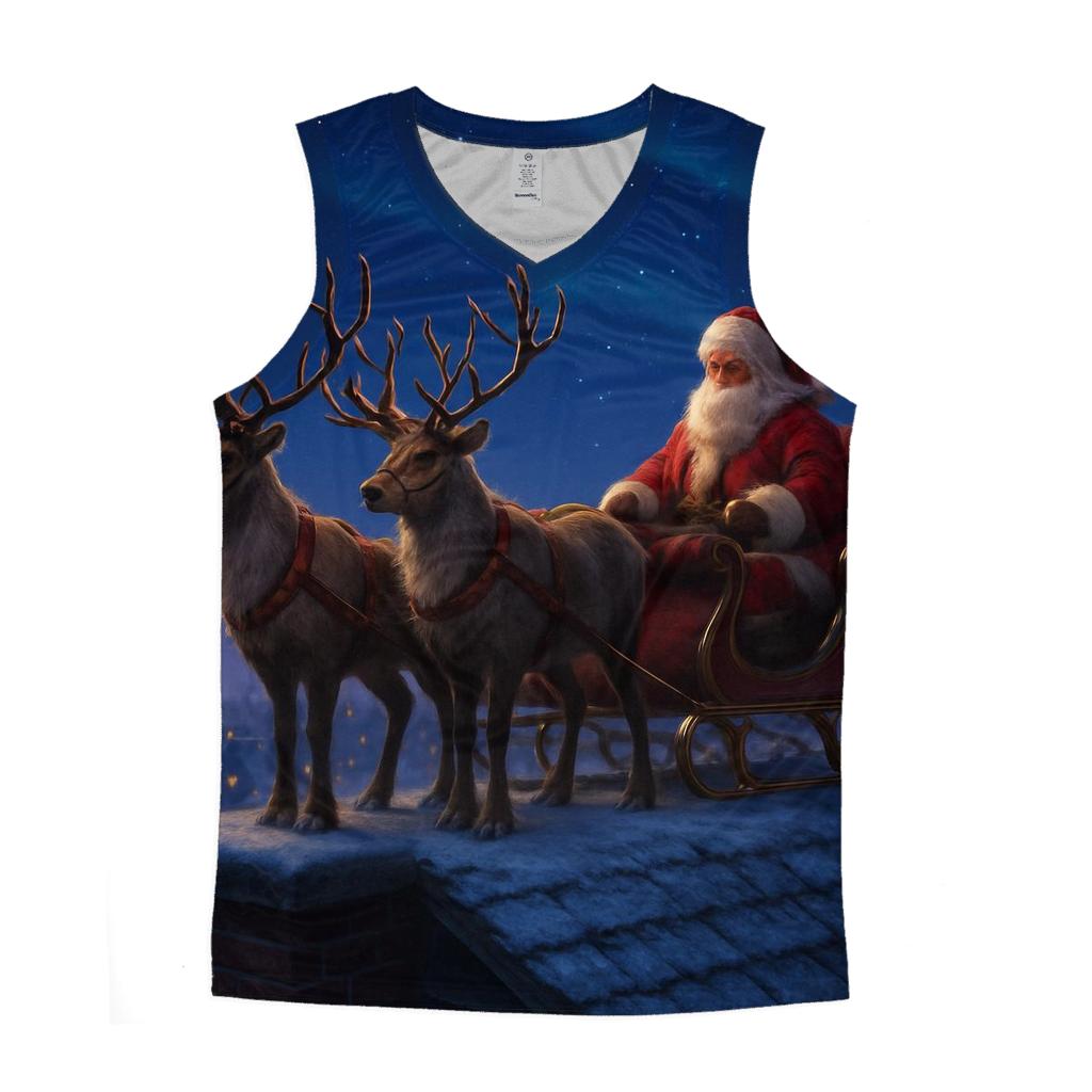 Reindeer On Rooftop Stars personalized athletic tanks