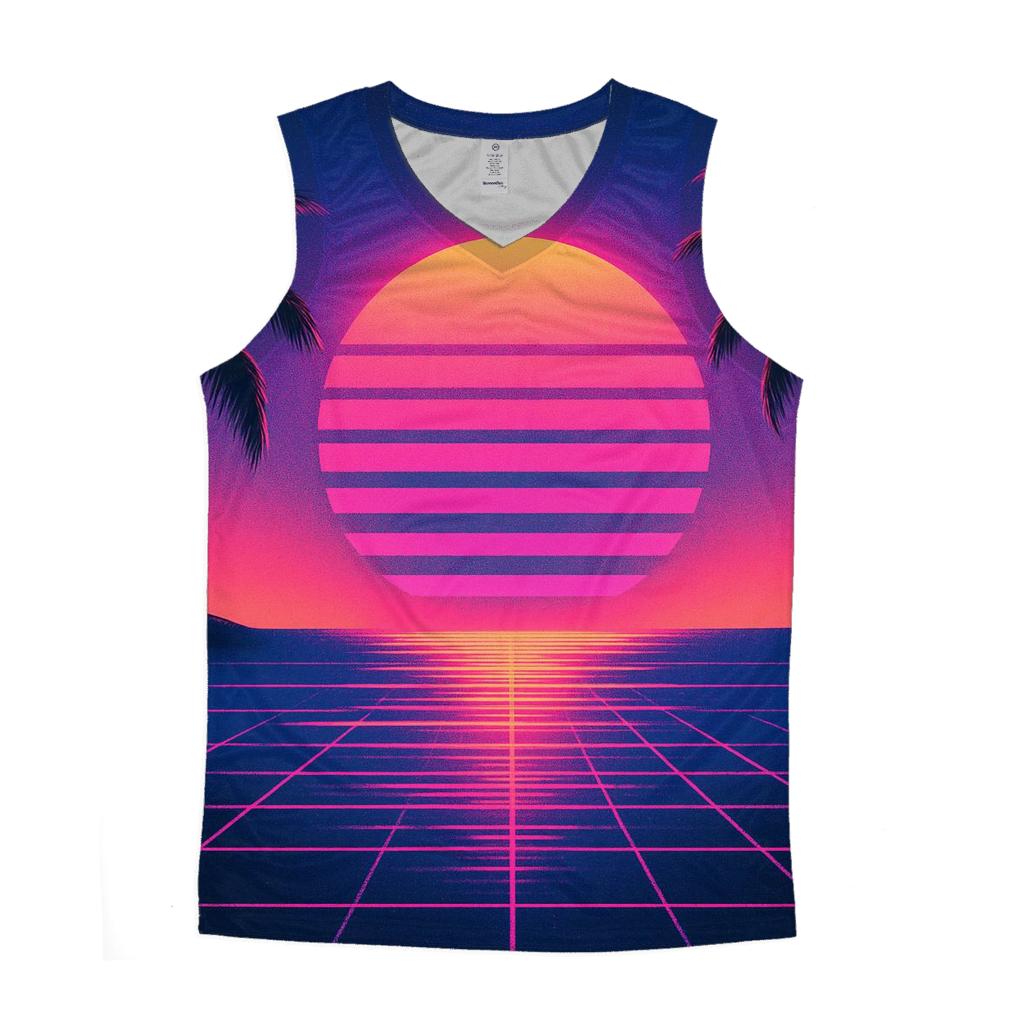 Retro Wave Sunset Palms casual summer tank tops