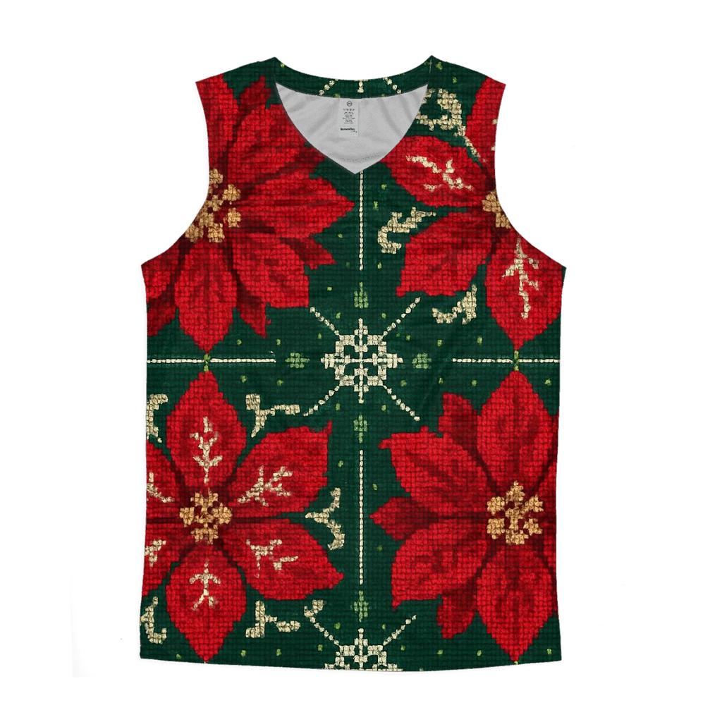 Poinsettia Tile Garden Design graphic print tank tops