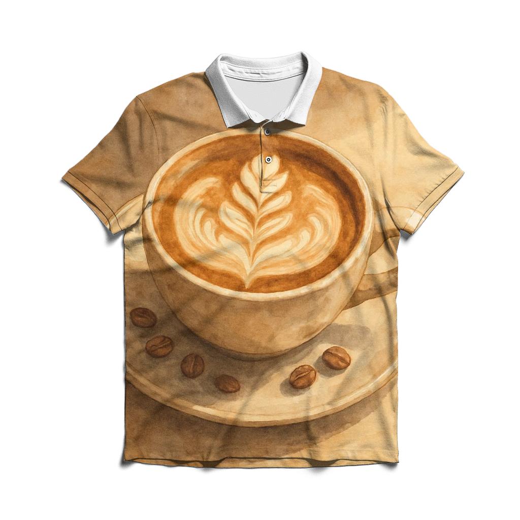 Latte Swirl Bloom stylish collar polo tees